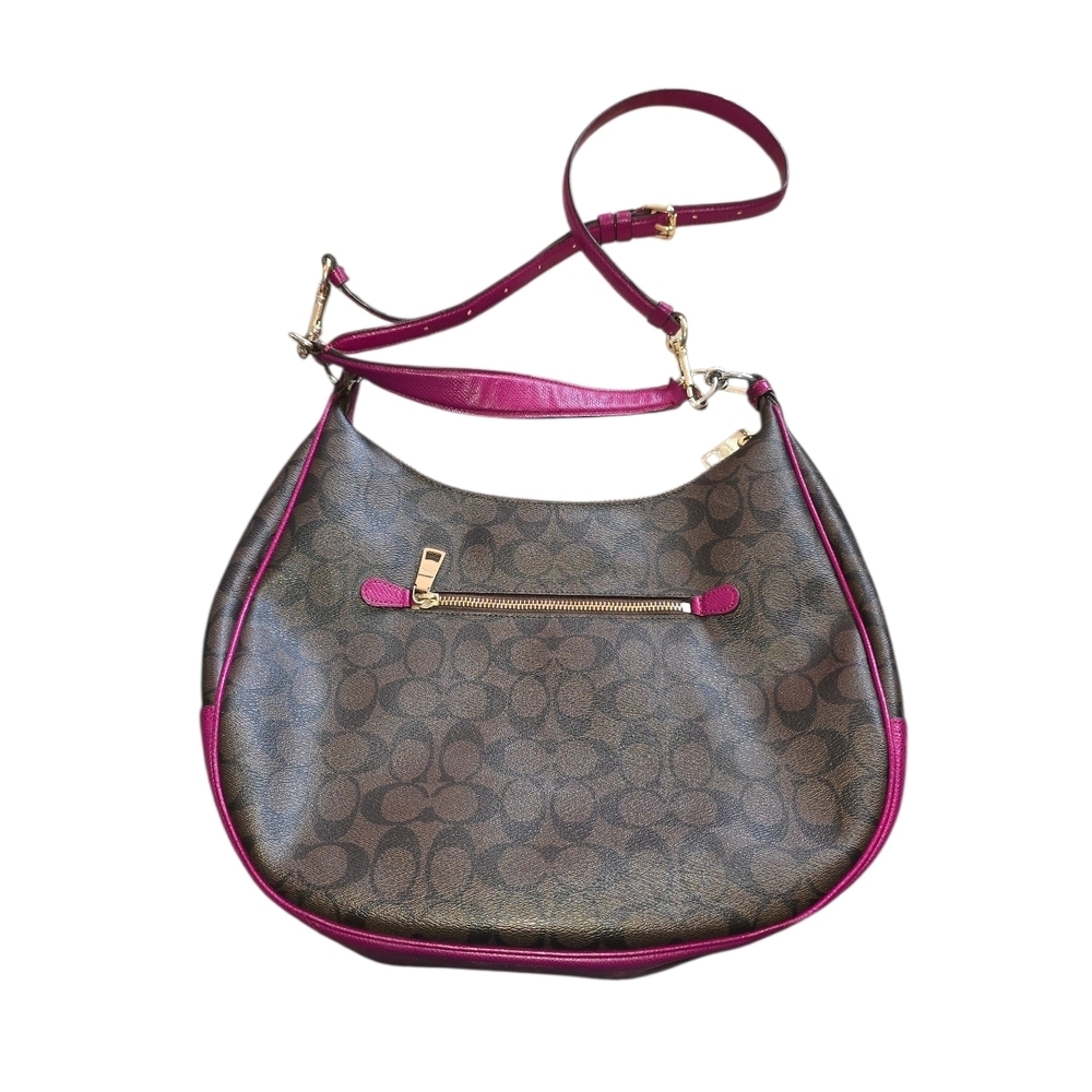 Coach Signature Harley Hobo Brown and Fushia Women's Hand Bag Purse - Picture 2 of 11